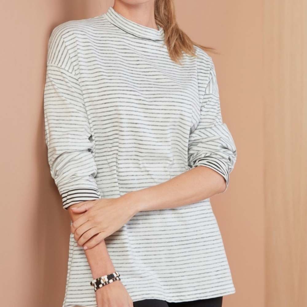 We the Free Be Free Mock Neck Stripe Tunic Top size small